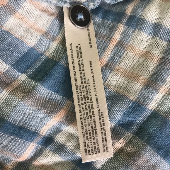 Saturday Sunday Anthropologie Grunge Blue Plaid Gauzy Shirt Dress Size S Boho - Picture 15 of 15